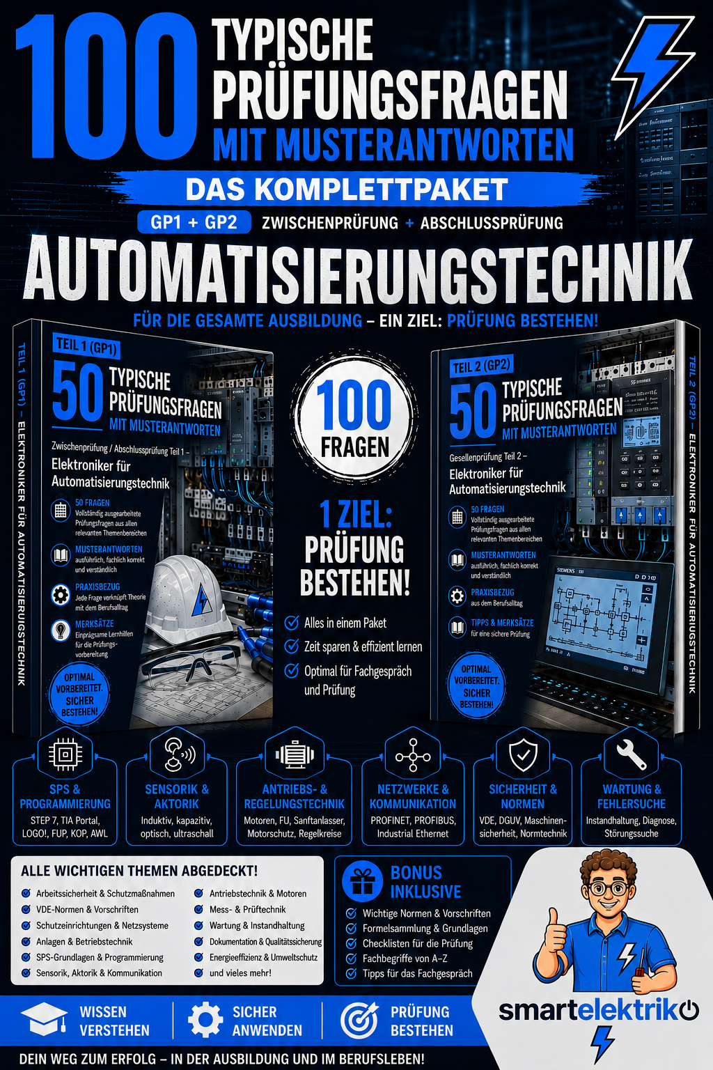 100 Typische Prüfungsfragen GP1 + GP2 Elektroniker für Automatisierungstechnik – Das Komplettpaket